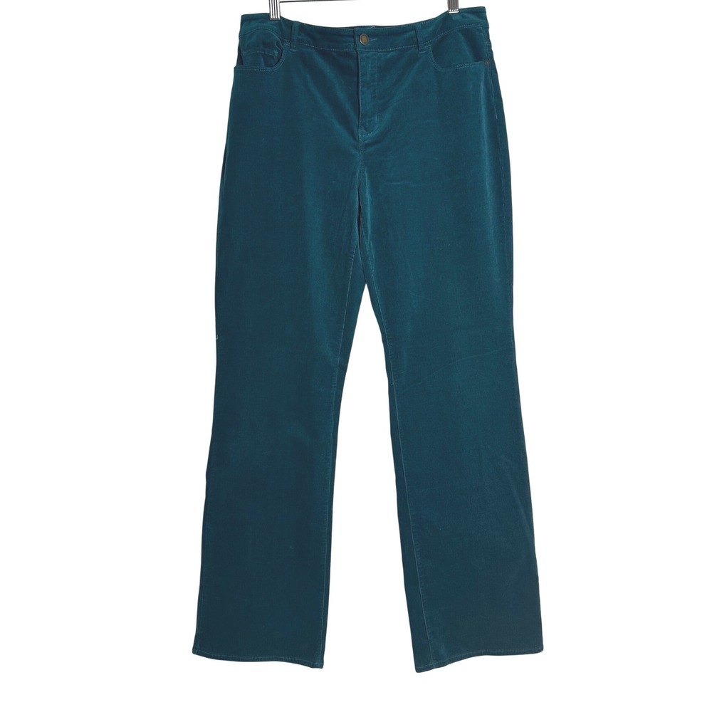 Coldwater Creek Natural Fit Teal Corduroy Pants Straight Leg Stretch Womens 10